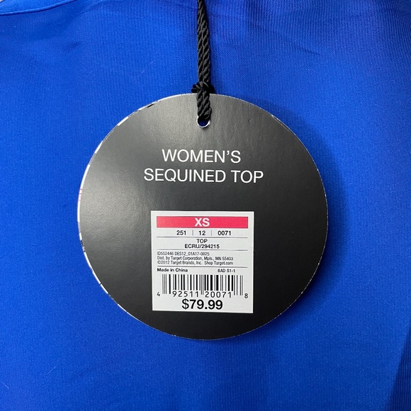 Neiman Marcus Tracy Reese blue silky back w nude front blue sequined front tunic - Picture 12 of 16